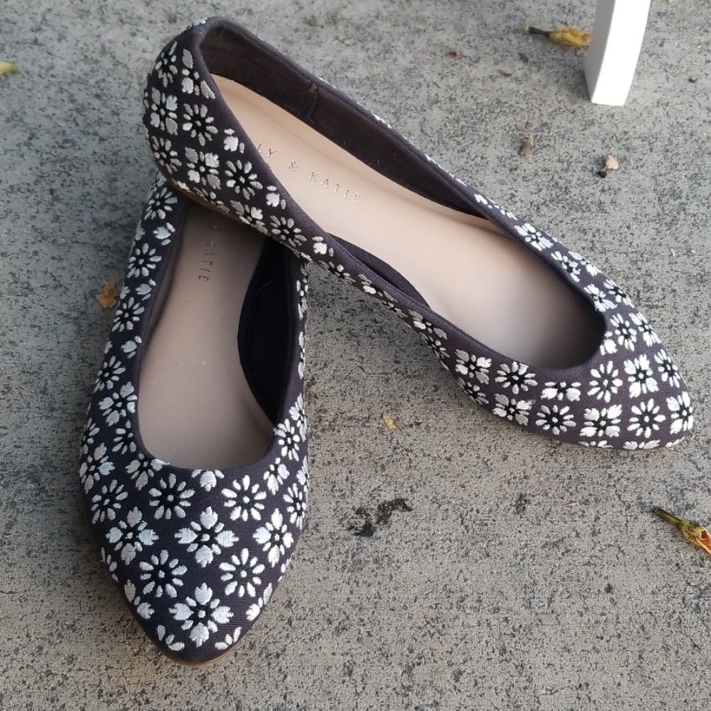 Katie and Kelly Embroidered slip on shoes